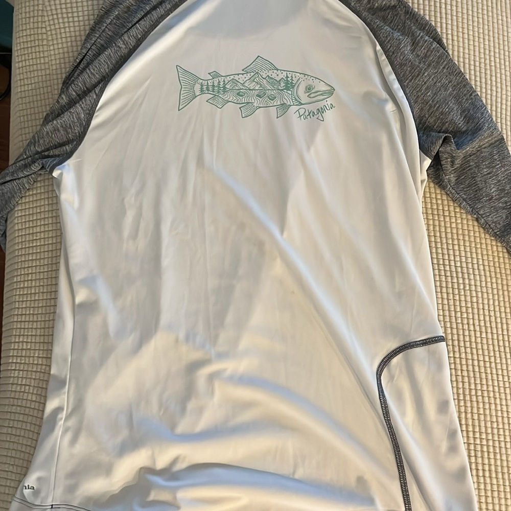 Patagonia Capilene Cool Daily Gray and White Hoody - Picture 5 of 8